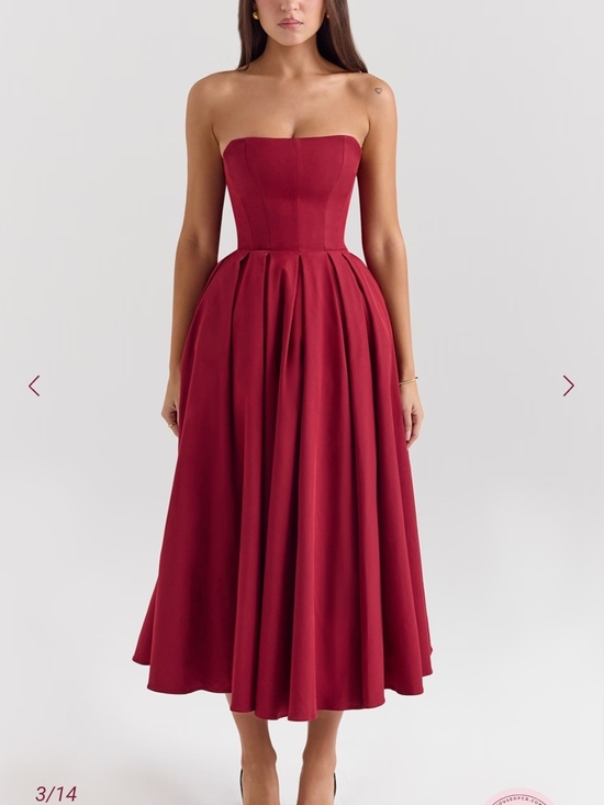 House of CB Dresses & Skirts - House of CB Pandora Strapless Midi Dress in Red With Removable Back Bow